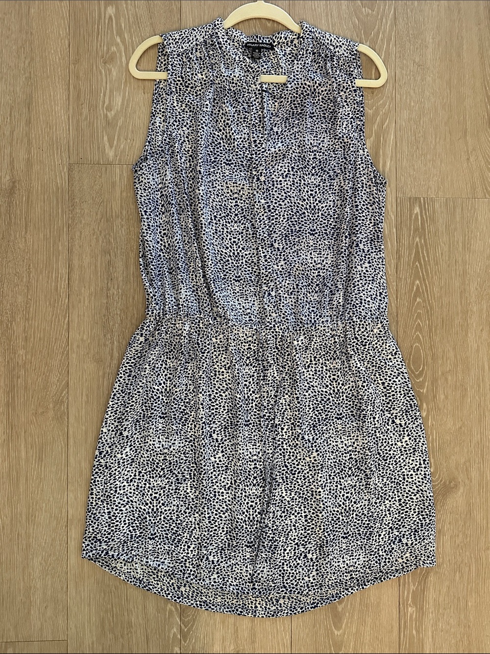 Hilary Radley Navy and White Sleeveless Printed Mini Dress